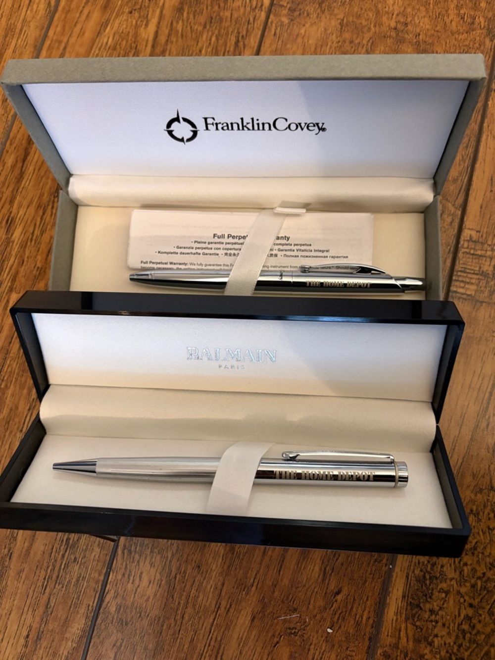 Balmain Silver Chrome Ballpoint Pen with Black Branded Case